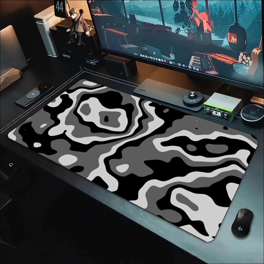 Desk Setup Gaming And Work - Tapete de Mesa Cinza e Branco