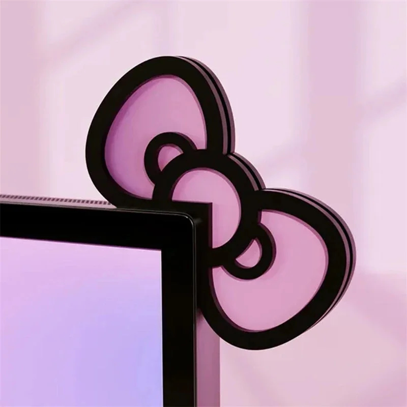 Desk Setup Home - Kawaii rosa acrílico arco monitor decoração