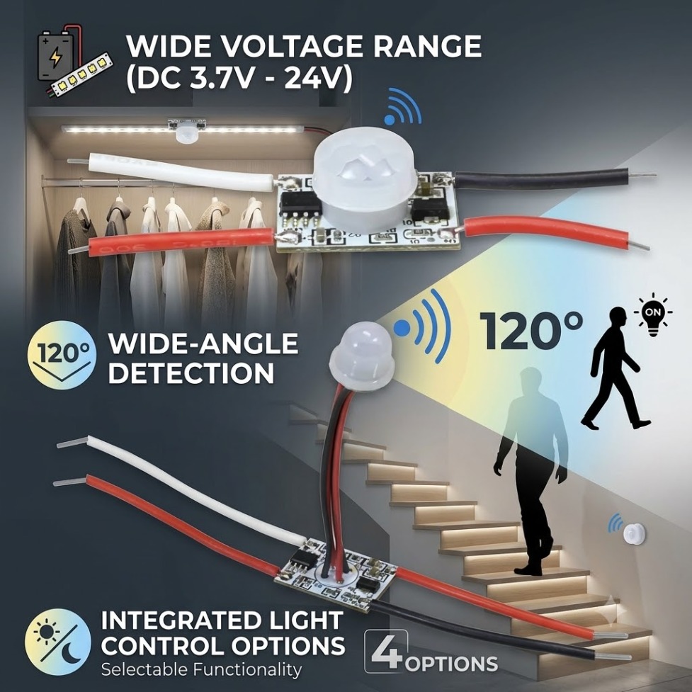 Desk Setup Led Strip - Sensor de Movimento PIR 5V/12V/24V com
