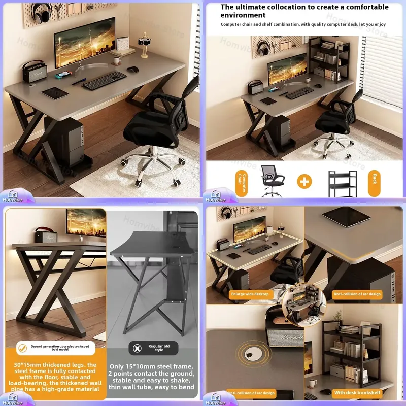 Desk Setup Ergonomics - Mesa de Computador Moderna de Madeira