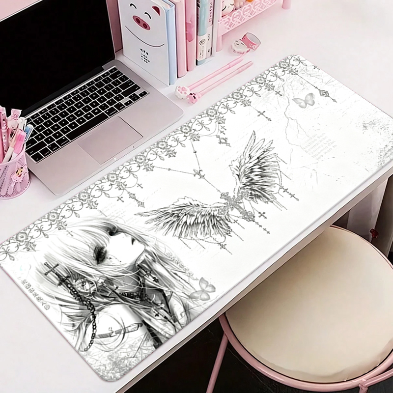 Desk Setup Mat - Mousepad de Couro Preto e Branco