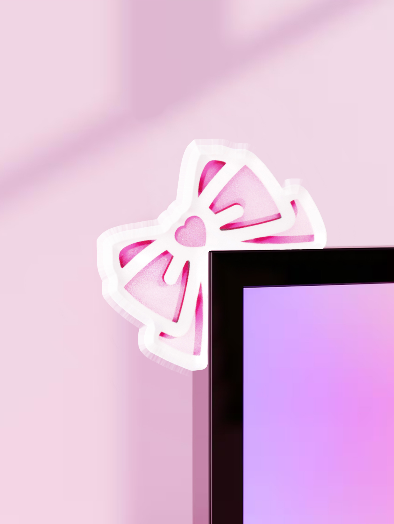 Desk Setup Home - Kawaii arco monitor decoração rosa acrílico