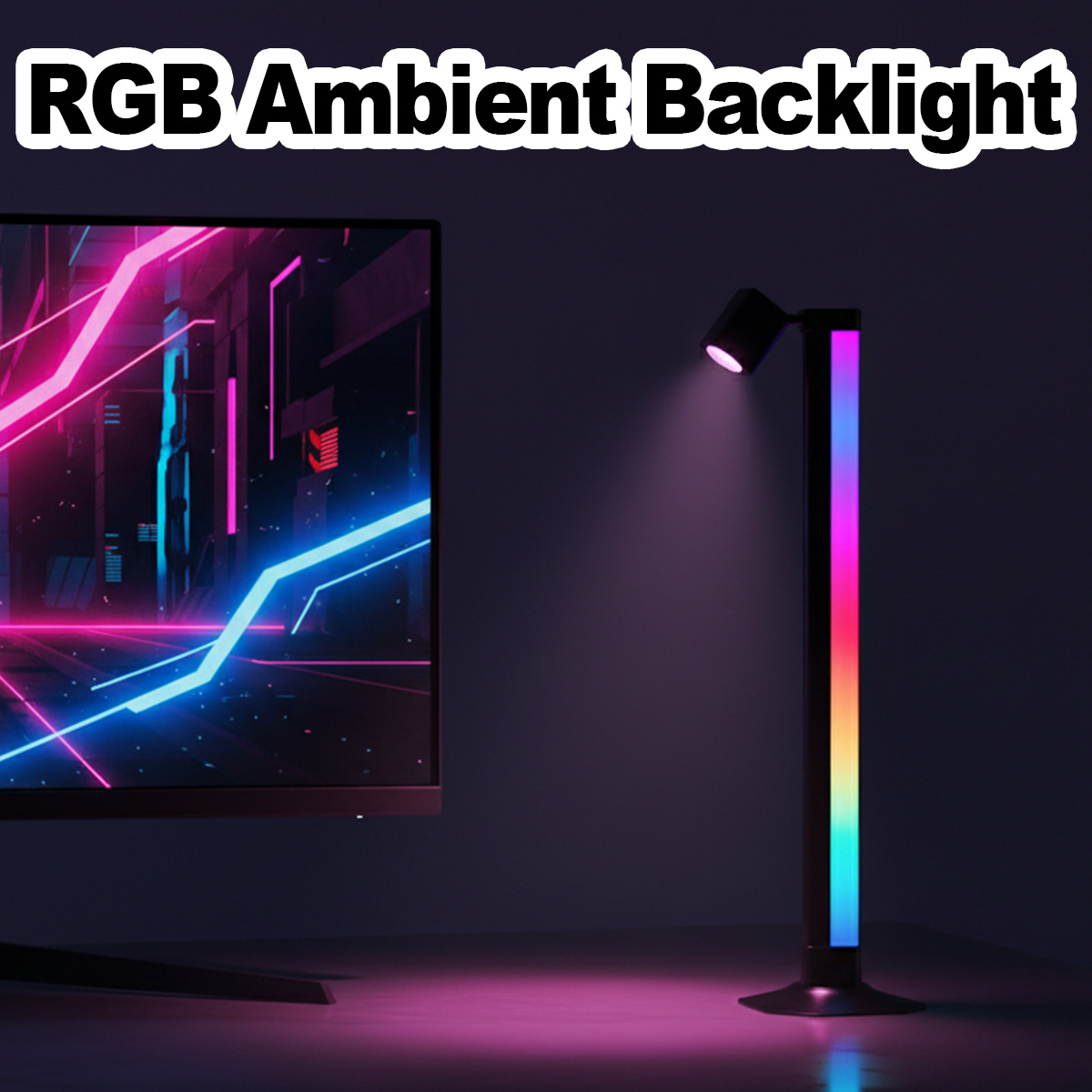 Desk Setup With Tv - Barra de Luz Inteligente LED RGB