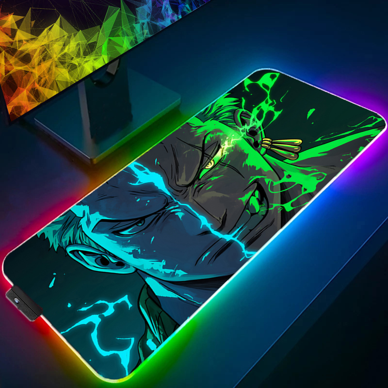 Uma peça zoro mouse pad rgb ac - Desk Setup Mat avaliação e preço